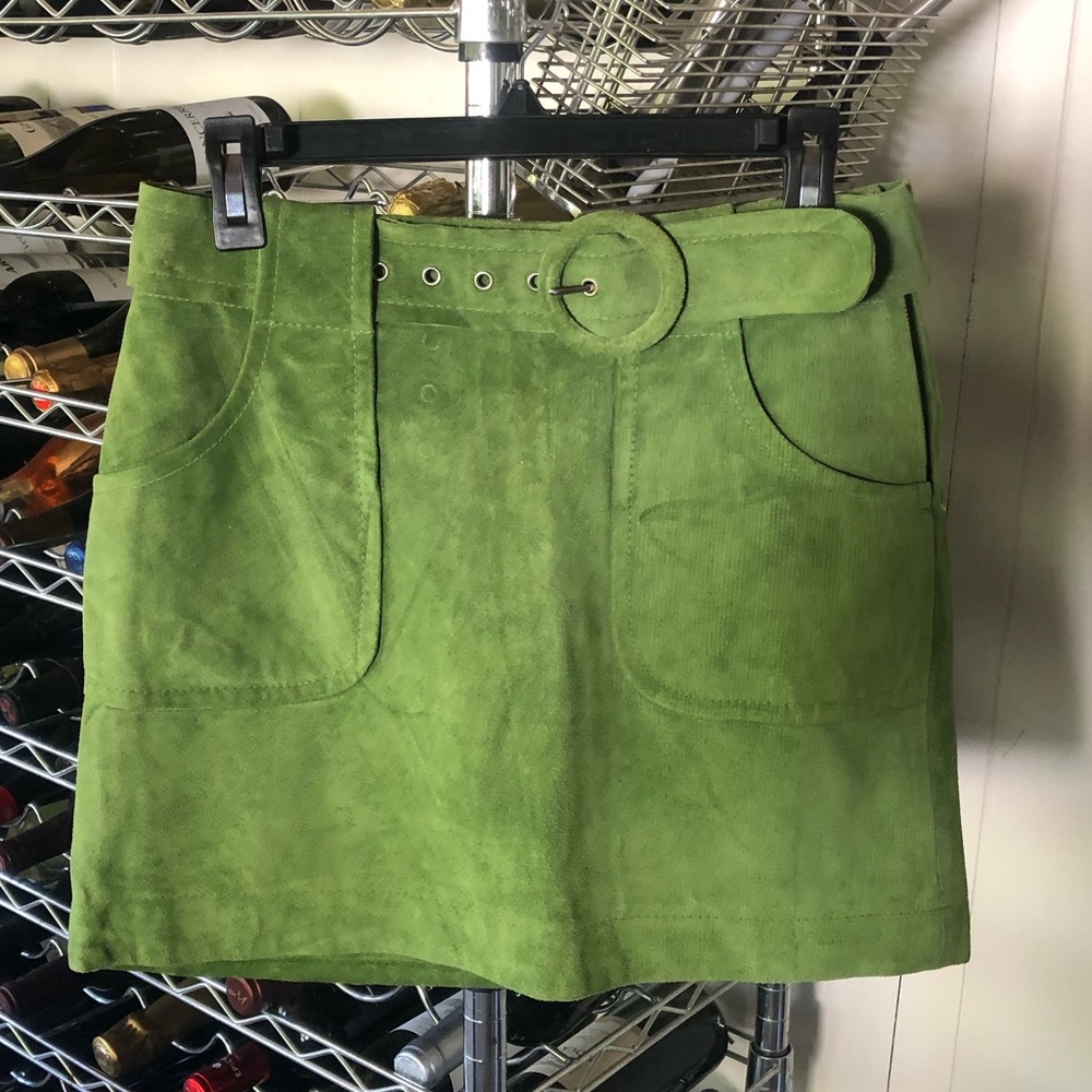 Retro Green Suede Skirt